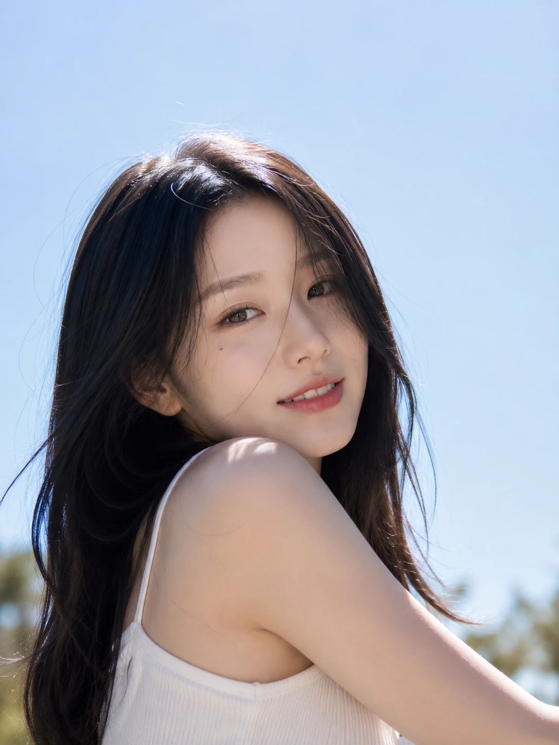 Sunlit outdoor beauty portrait selected by the project owner